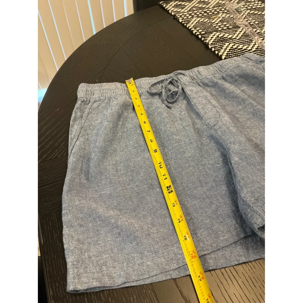 Gap Mens XL Blue Linen Blend Drawstring Elastic Waist Shorts Chambray GP00486524